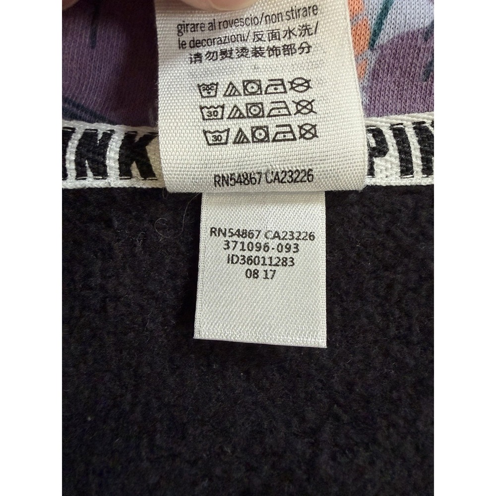 Pink Victoria Secret Sweatshirt Oversized Black 1/4 Zip Tropical Logo Medium - Picture 13 of 16
